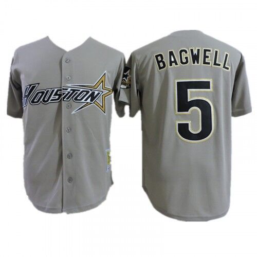 Men's Houston Astros #5 Jeff Bagwell Gray Cool Base Stitched Baseball Jersey